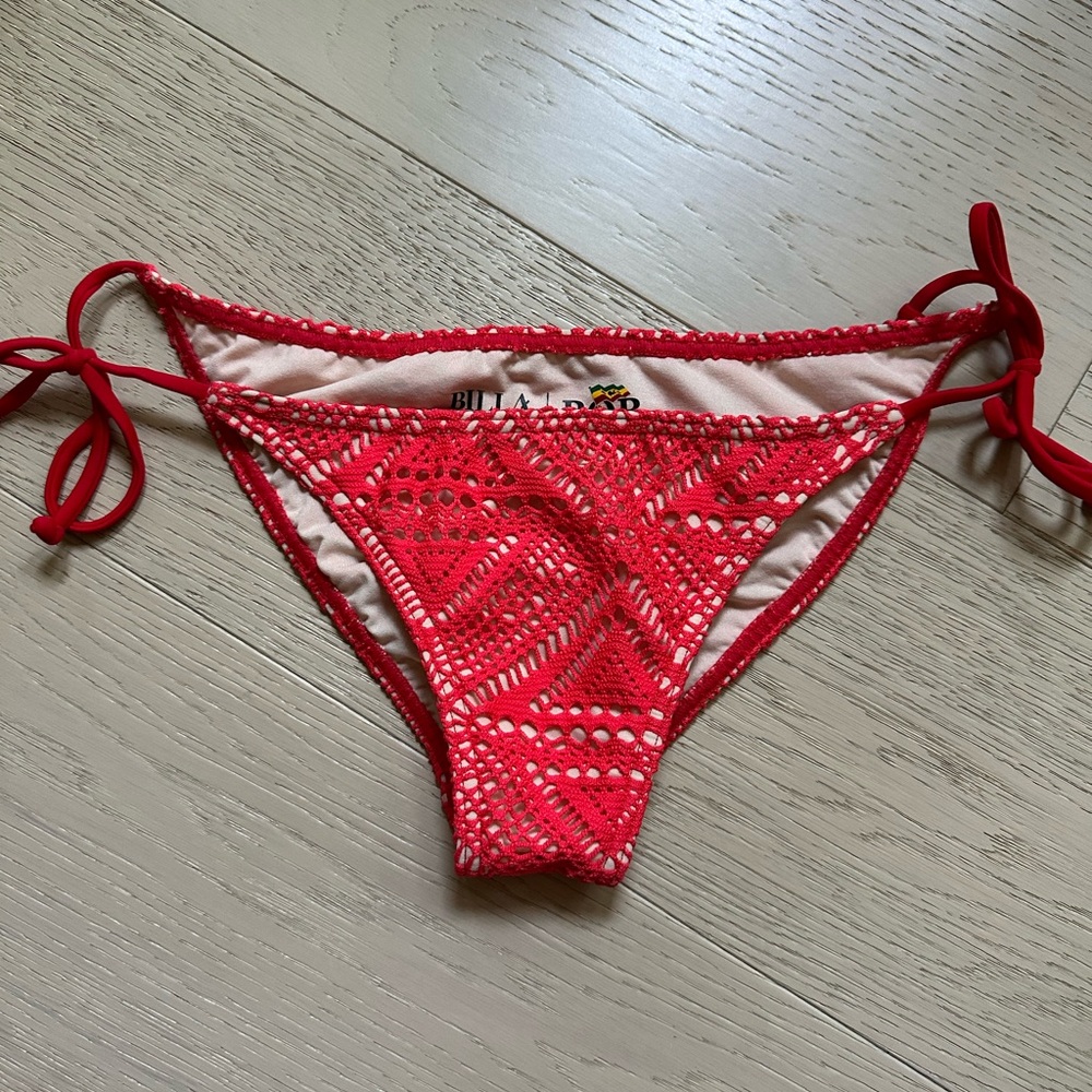 Billabong X Bob Marley red crochet swim bottoms